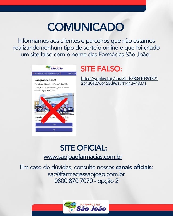 golpe falso site rede farmacias sao joao